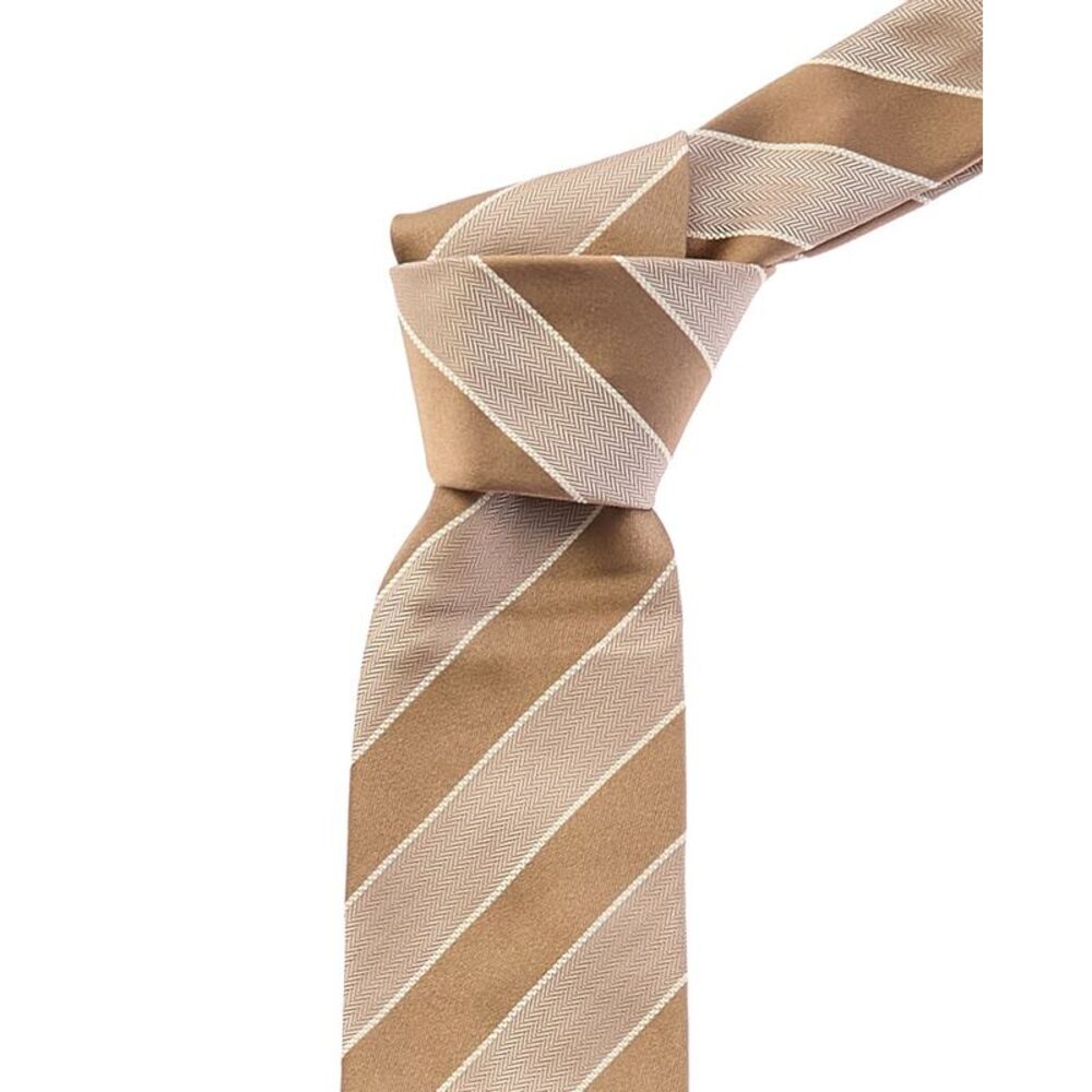 Brunello Cucinelli Stripe Silk Tie, Tan